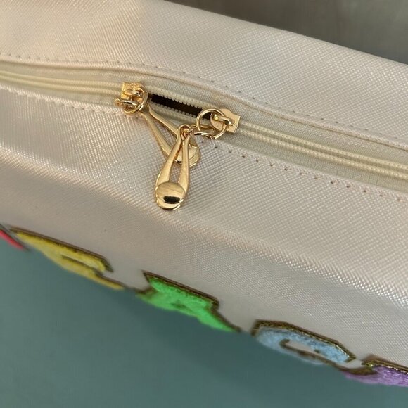 NEW TEACH Letter Makeup Bag Colorful TEACHER Chenille Letter Patch Cosmetic Bag - Picture 9 of 11